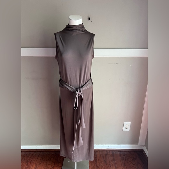 Primark Dresses & Skirts - NWT Primark Sleeveless Taupe Midi Dress with Waist Tie
